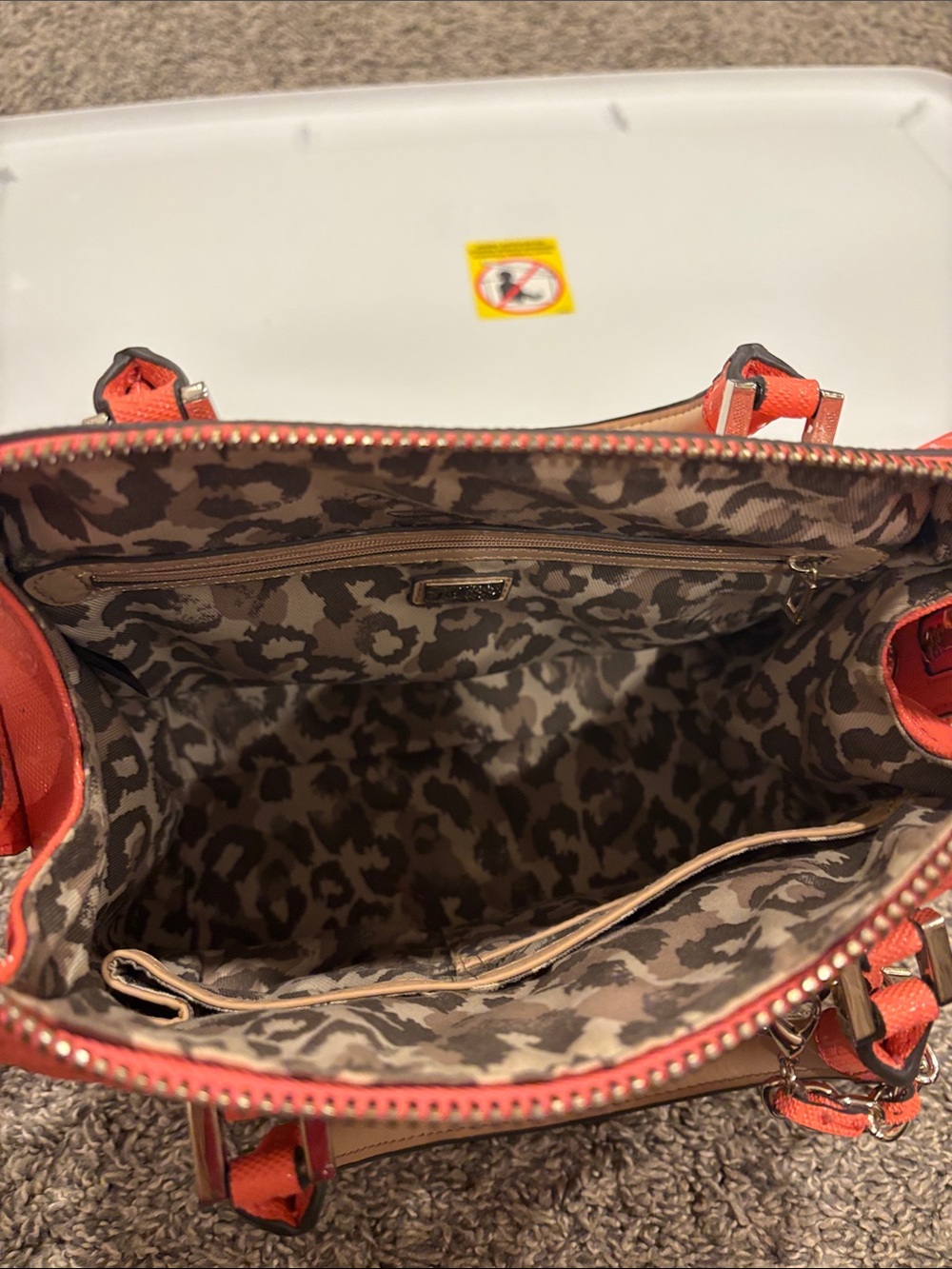 Guess Quilted Satchel in Coral Orange with Gold Hardware - Picture 6 of 8